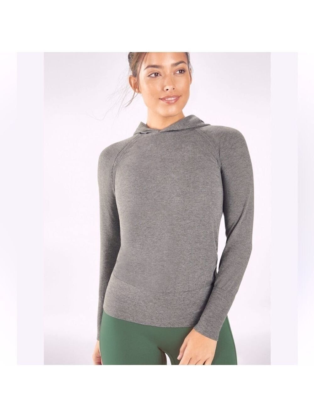 Fabletics Anna Seamless Hoodie NWT Long Sleeve Top Open Ventilation Size Large - Picture 5 of 16